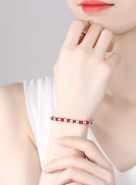 六字真言情侣手绳男女款小众简约复古风手工编织手链女送男友礼物