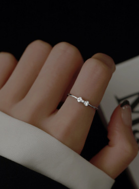 带钻蝴蝶结戒指女2023年新款潮小众设计轻奢感ins食指指环