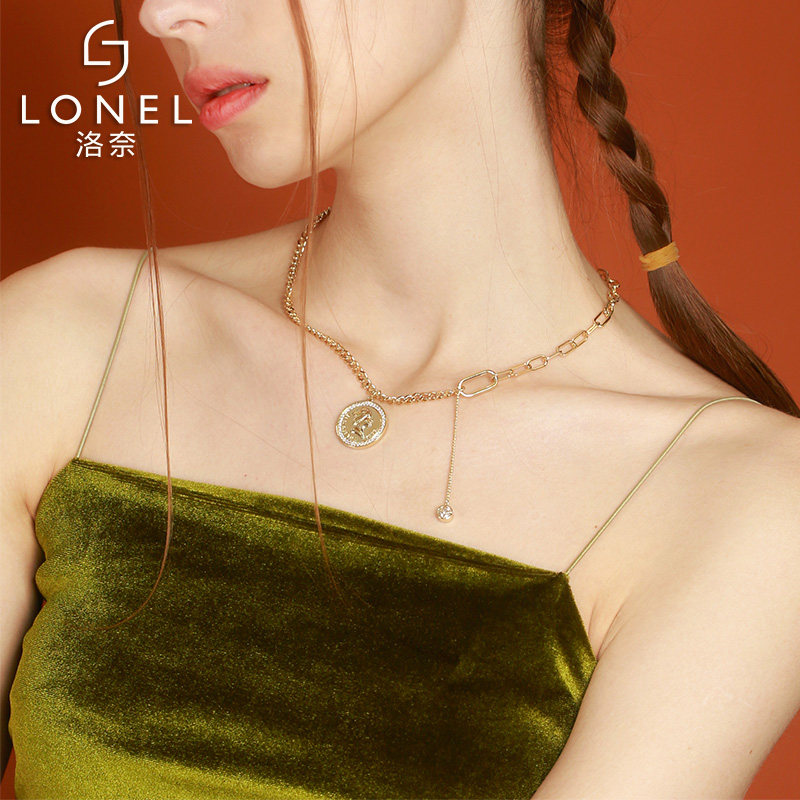 轻奢小众设计感ins嘻哈复古锁骨链 lonel洛奈项链