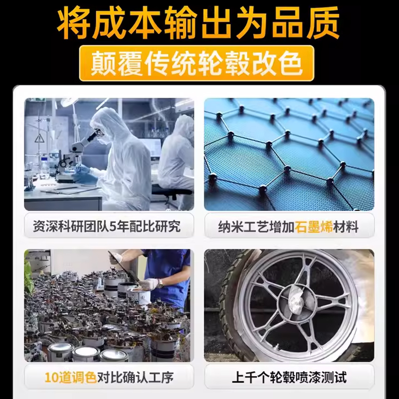 汽车轮毂盖铝合金电镀自喷漆永久摩托车黑色银色钢圈轮黑化改色-图2