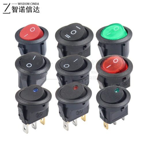 KCD1 圆形船型开关翘板电源红色按钮6A250V KCD1-2/5 开孔15/20mm - 图3