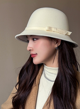 高级感显脸小千金风羊毛渔夫帽女