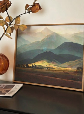 法式中古玄关油画|《巨人山》艺术复古风客厅装饰画走廊风景挂画