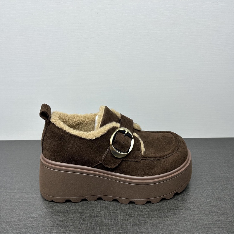 品牌撤柜处理勃肯鞋女冬新款厚底增高自留款加绒保暖雪地毛毛棉鞋 - 图1