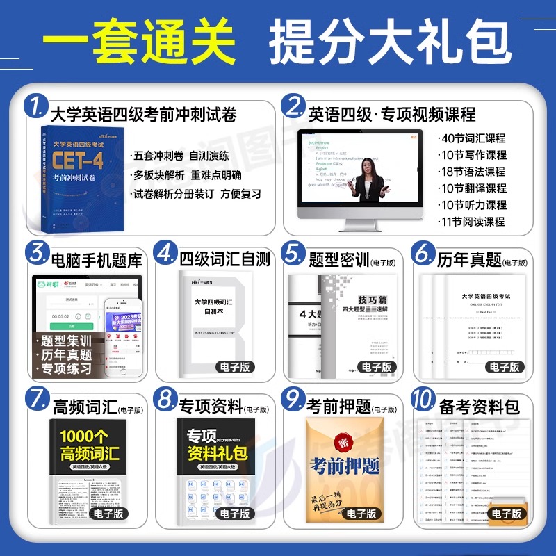 备考2024年6月大学英语四级考前冲刺模拟试卷cet4考试真题库词汇书学习资料试题标准预测套卷练习题46卷子习题题目6全真试题四六级 - 图3