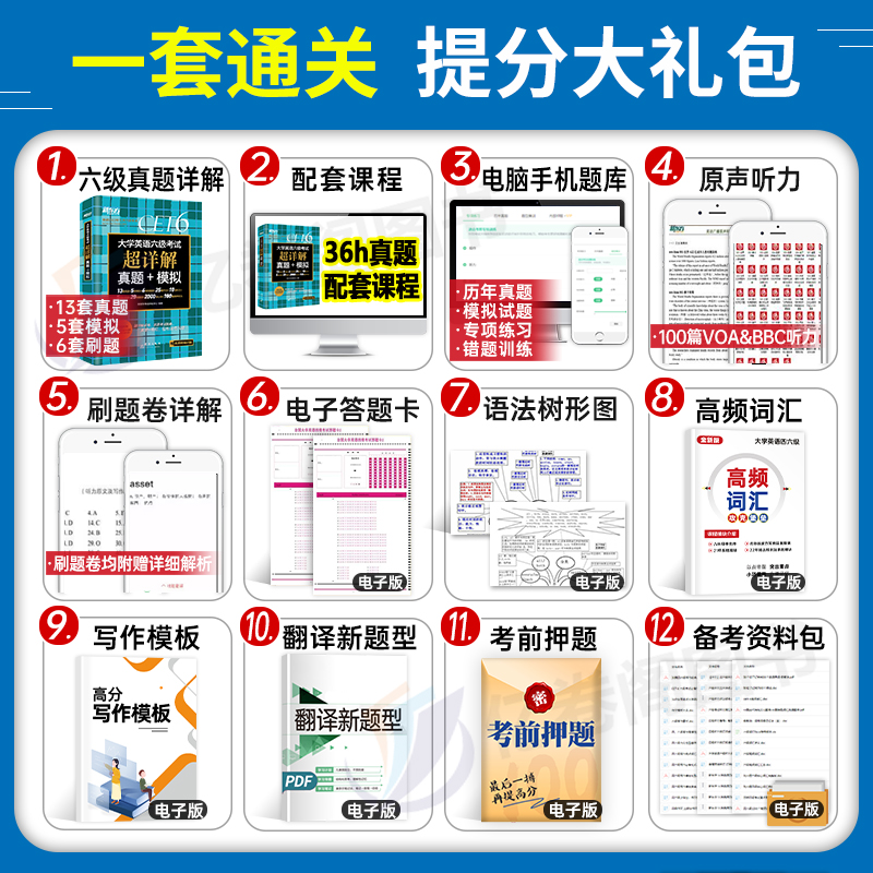 备考2024年6月新东方大学英语六级考试历年真题库模拟试卷6级预测卷词汇cet6单词听力阅读理解专项训练翻译写作复习资料黄皮书2023-图1