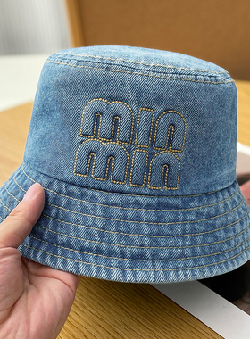 复古水洗牛仔宽檐遮脸显脸小渔夫