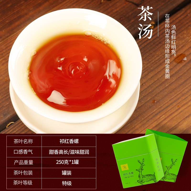 2024新茶工夫红茶特级红香螺浓香型茶叶250(鹿茗)