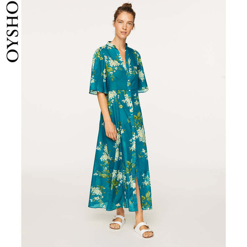 oysho花朵印花纯棉居家睡裙连衣裙 oysho睡裙