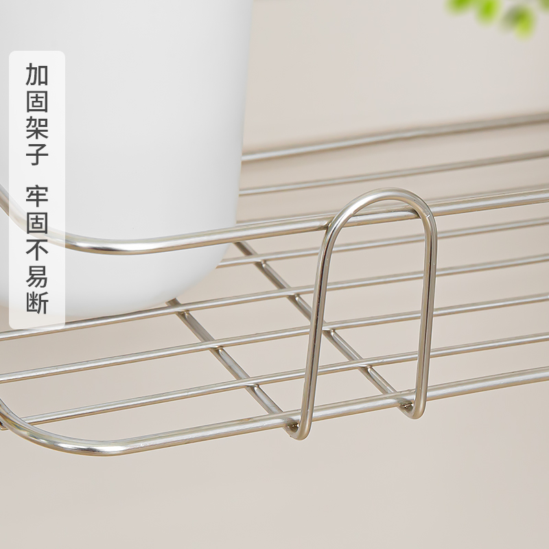 不锈钢卫生间置物架免打孔墙上厨房浴室厕所沥水篮牙刷架三角壁挂 - 图0