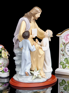 神圣的祝福祈祷陶瓷高端欧式摆件