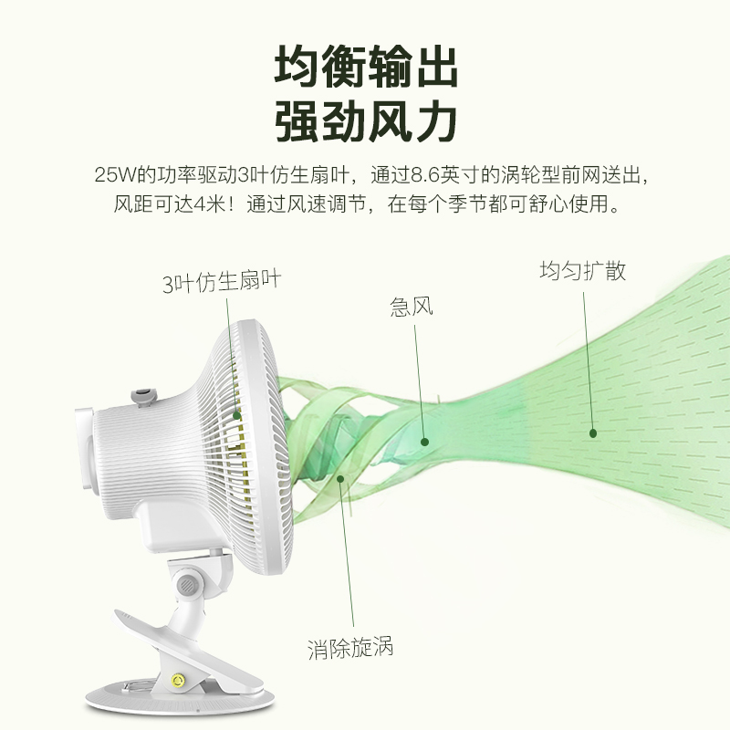 美菱电风扇迷你学生家用宿舍床上摇头台扇小型静音台式便携夹扇 - 图2