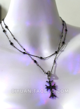 十字架双层项链纯欲choker细项圈