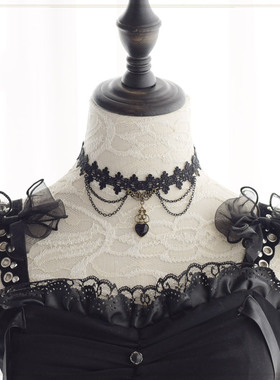 暗黑洛丽塔lolita桃心哥特项链