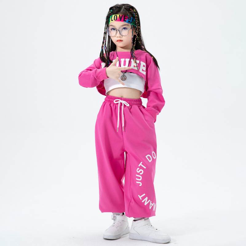 少儿街舞服装hiphop嘻哈套装幼儿爵士舞练功服女架子鼓演出服莫者 - 图2