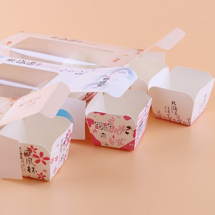 北海道戚风蛋糕盒2粒3粒4粒耐高温马芬纸杯包装盒子100个免邮杯子 - 图1