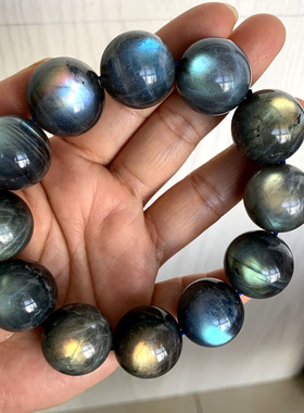 天然大号拉长石手链光彩灵动