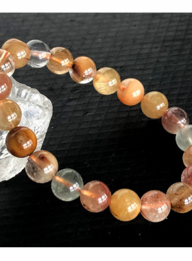 天然彩发晶手链绿发红发黄发兔毛