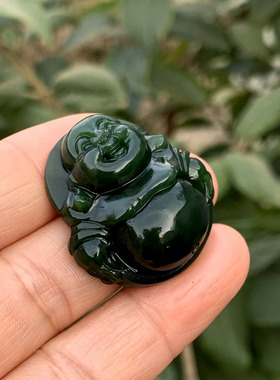 天然和田玉弥勒佛吊坠碧玉