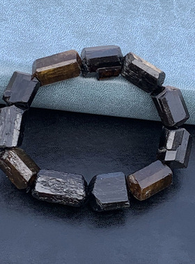 天然黑金碧玺原石手链手串