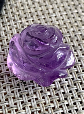 天然紫水晶雕刻玫瑰花吊坠小巧透