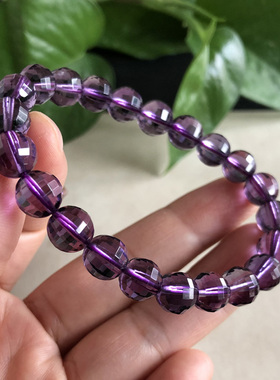 天然紫水晶手链紫晶西瓜面刻面
