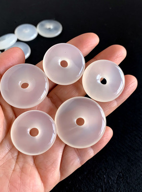 天然白玛瑙平安扣吊坠