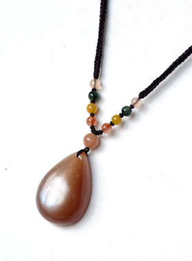 天然日光石沙金吊坠项链