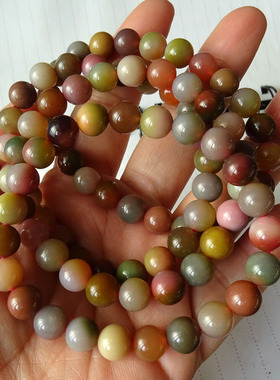 天然盐源玛瑙多彩单圈细腻手串