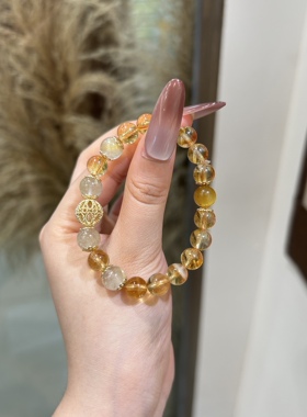 天然金发晶黄水晶招财原创生财进财手链女转运虎眼石送人生日礼物