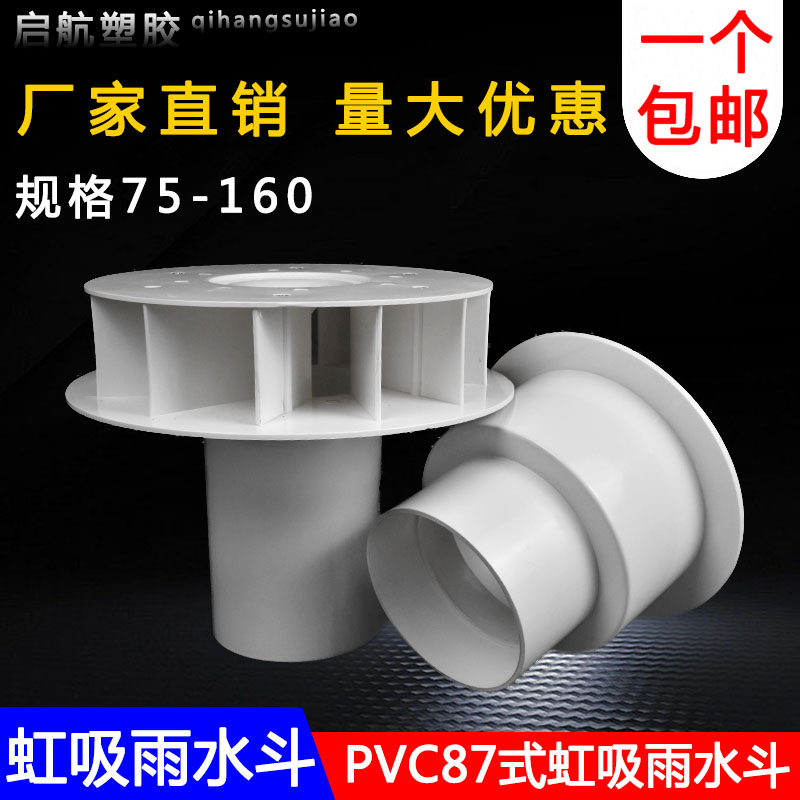 PVC排水管配件虹吸式雨水斗87型塑料重力DN110天台侧墙落水斗地漏 - 图2