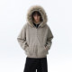 American trendy striped fur collar zipper cardigan sweatshirt for men