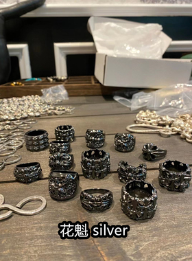 黑银男款925纯银欧美戒指