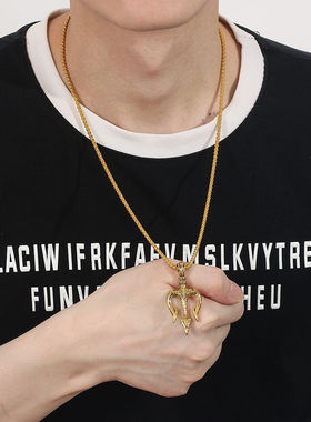 海王三叉复古波塞小众挂件项链