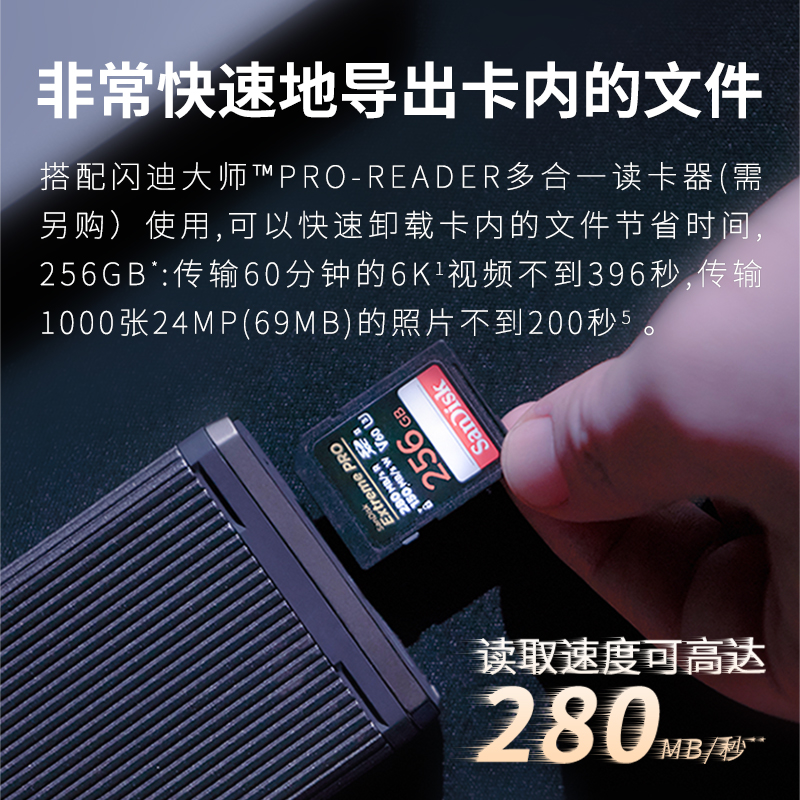 闪迪SD卡V30V60至尊超极速相机存储卡6K视频拍摄等级高速内存卡 - 图2