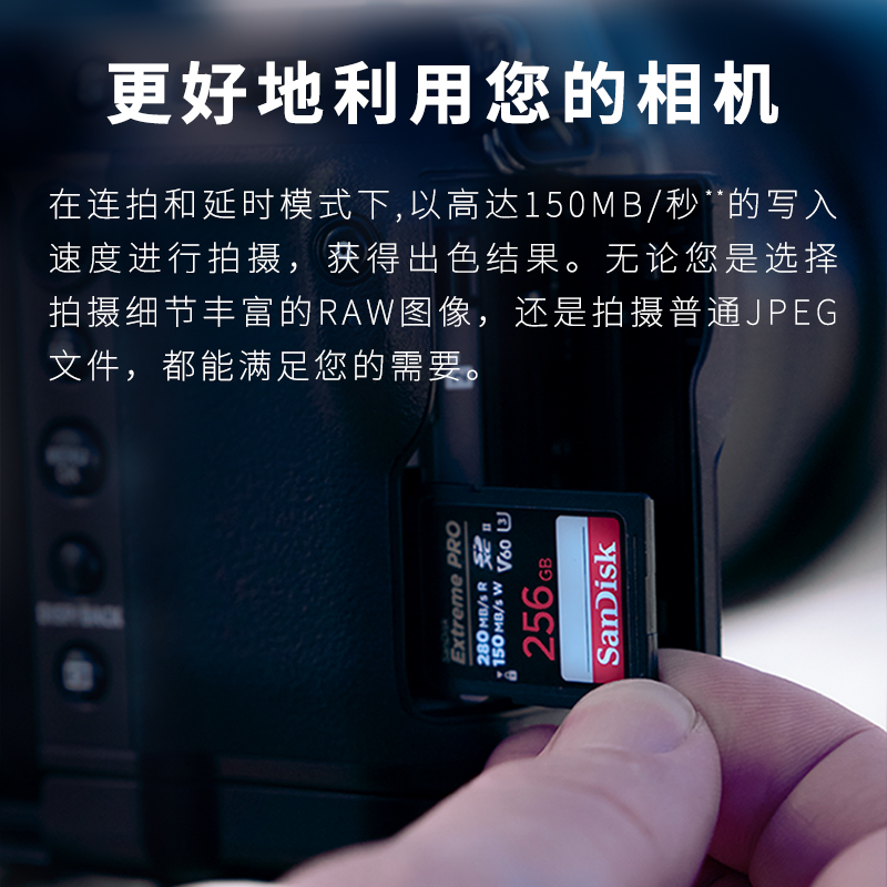 闪迪SD卡V30V60至尊超极速相机存储卡6K视频拍摄等级高速内存卡 - 图1