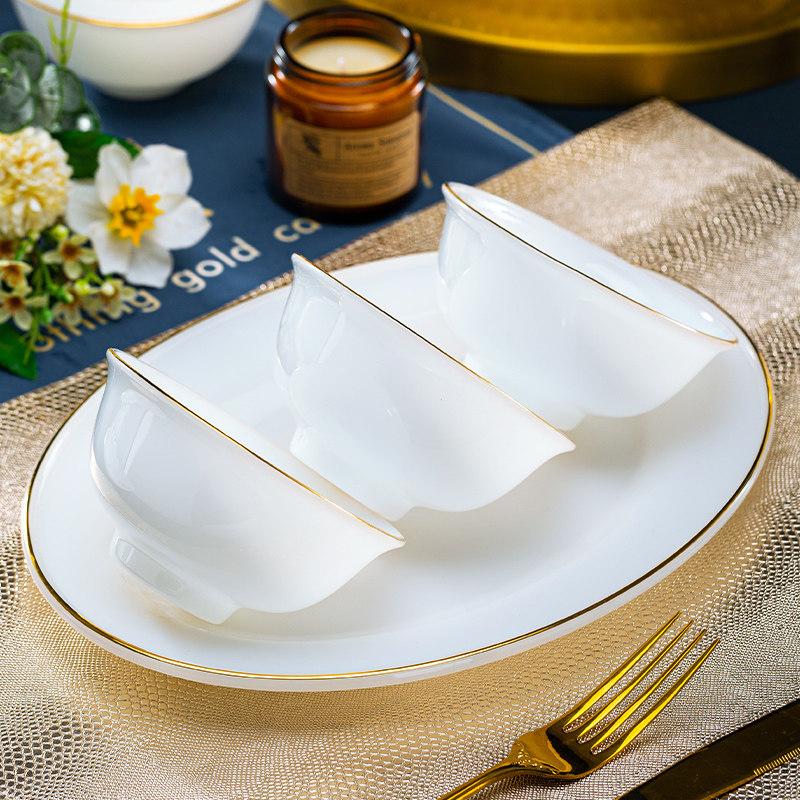 进口白玉瓷碗碟套装家用陶瓷景德镇餐具轻奢高级感碗盘釉下彩乔迁,淘宝优惠券,粉丝福利购,淘宝优惠卷