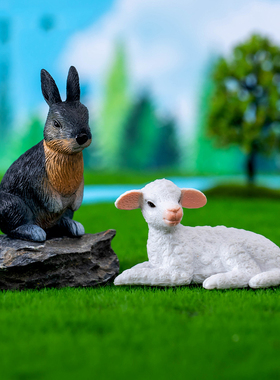 苔藓微景观创意农场仿真小猪白羊兔子动物公仔园艺造景装饰品摆件