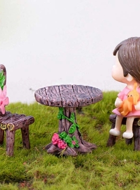 苔藓微景观木头桌椅树脂工艺品