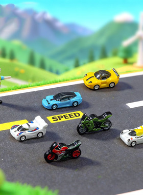 微景观简约现代仿真卡通赛车超跑 娃娃屋diy装饰品迷你树脂小摆件