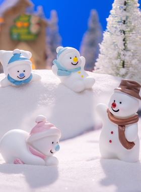 微景观创意可爱卡通圣诞雪人圣诞树造雪景 DIY装饰品微缩迷你摆件