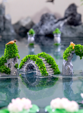 微景观创意江南中式古建筑亭桥假山造景 DIY园艺生态瓶装饰品摆件