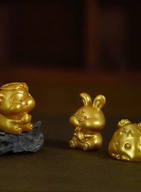 微景观金色动物龙蛇树脂工艺品