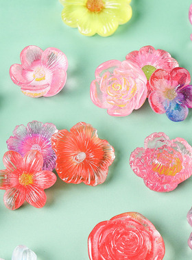 微景观简约平面花朵雏菊荷花奶油胶 DIY手机壳装饰冰箱贴发夹配件