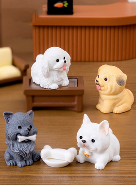 微景观创意可爱动物仿真小狗狗公仔盲盒装饰品桌面汽车树脂小摆件