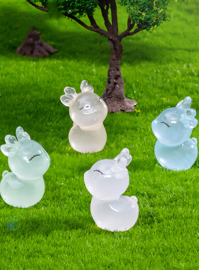 微景观可爱动物荧夜光小鹿园林造景 DIY装饰品迷你微缩场景小摆件