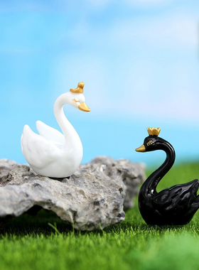 微景观简约现代树脂工艺品可爱卡通动物四色天鹅园艺蛋糕饰品摆件