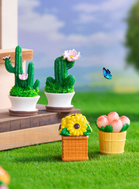 微景观创意仿真仙人掌多肉盆栽植物造景 DIY装饰品迷你树脂小摆件