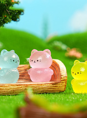 微景观树脂工艺品夜光创意猫猫萌粒公仔园艺造景 DIY饰品迷你摆件