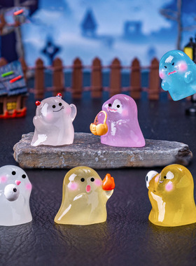 微景观跨境外贸创意可爱夜光精灵万圣节幽灵 DIY装饰品迷你小摆件